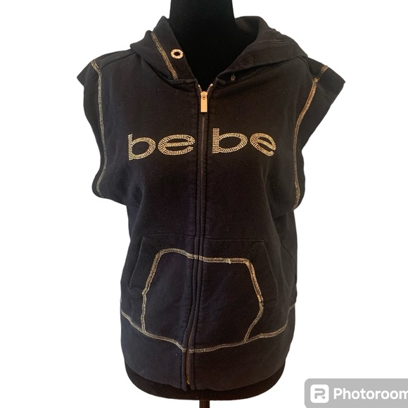 bebe Tops - Bebe Women's Black and Gold Vest Y2K style